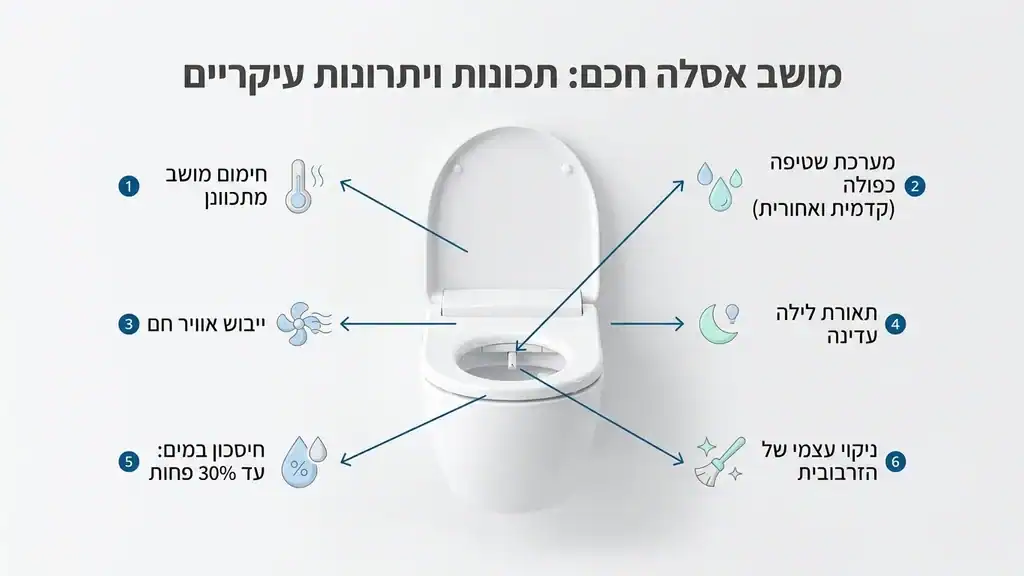 מושב אסלה חכם בעיצוב מודרני בחדר רחצה יוקרתי